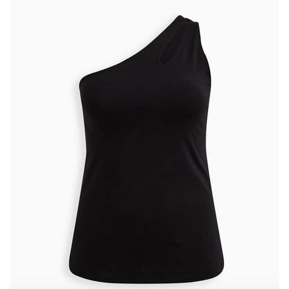 Torrid Black Foxy One‎ Shoulder Cutout Top Sz 6X - Picture 1 of 7